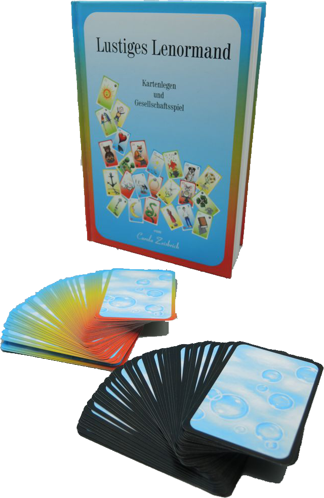 Komplett Set Lustiges Lenormand (bunt) + (schwarz) + Buch